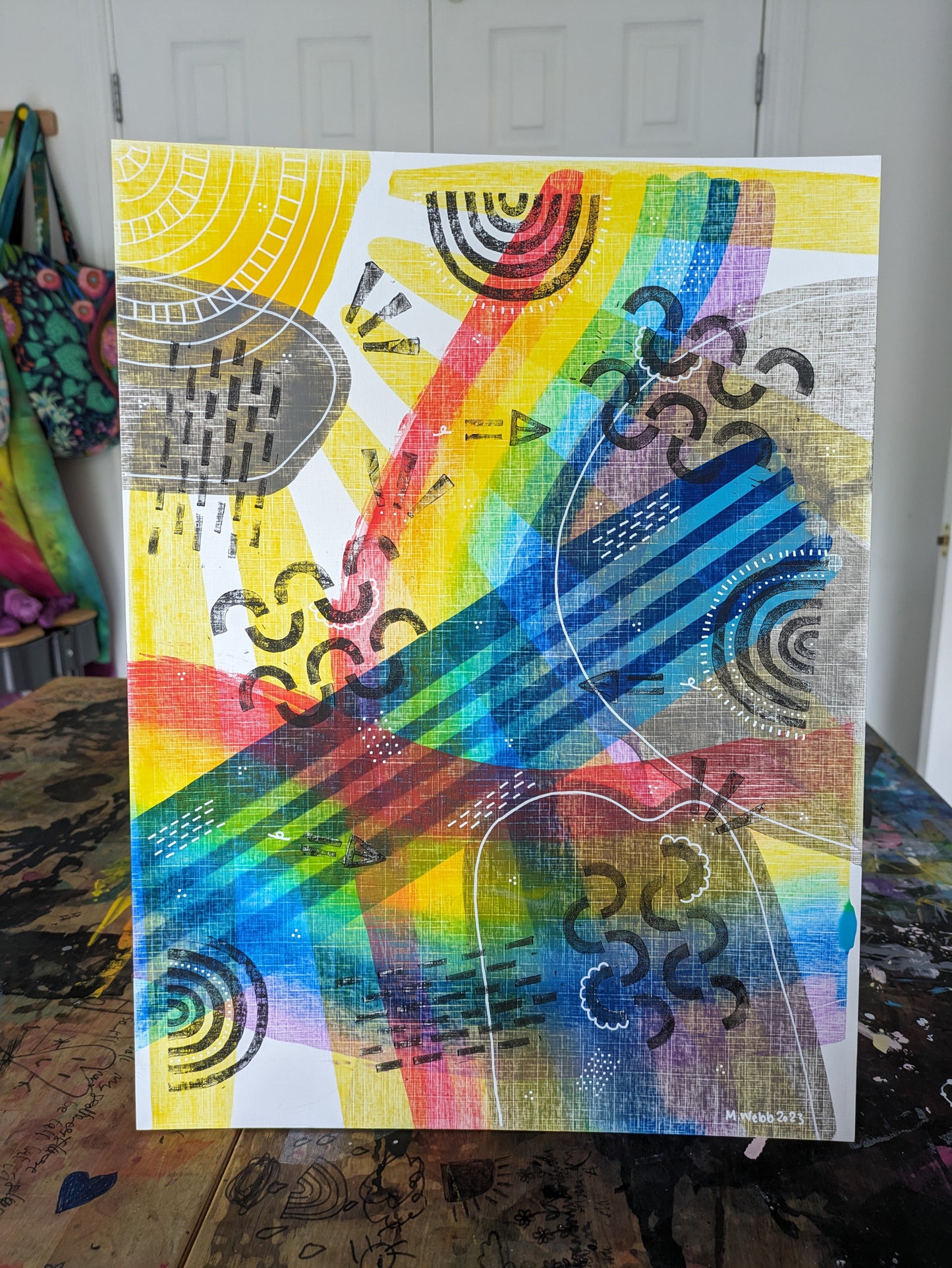 Rainbowscrapes two :: original acrylic painting :: 30x40cm