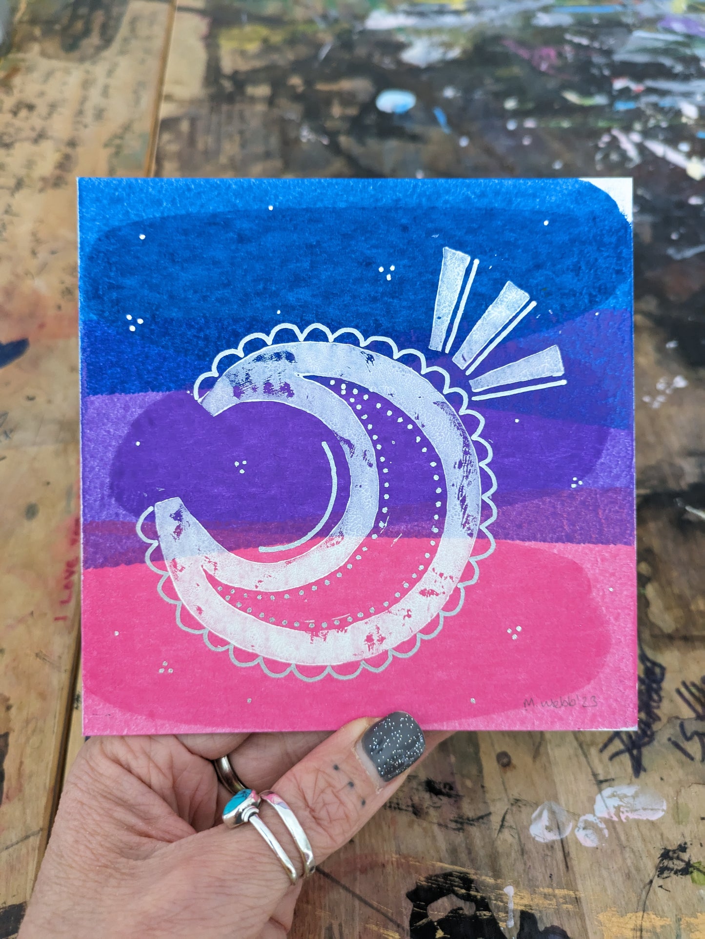 Moonshine :: original acrylic painting :: 5x5"