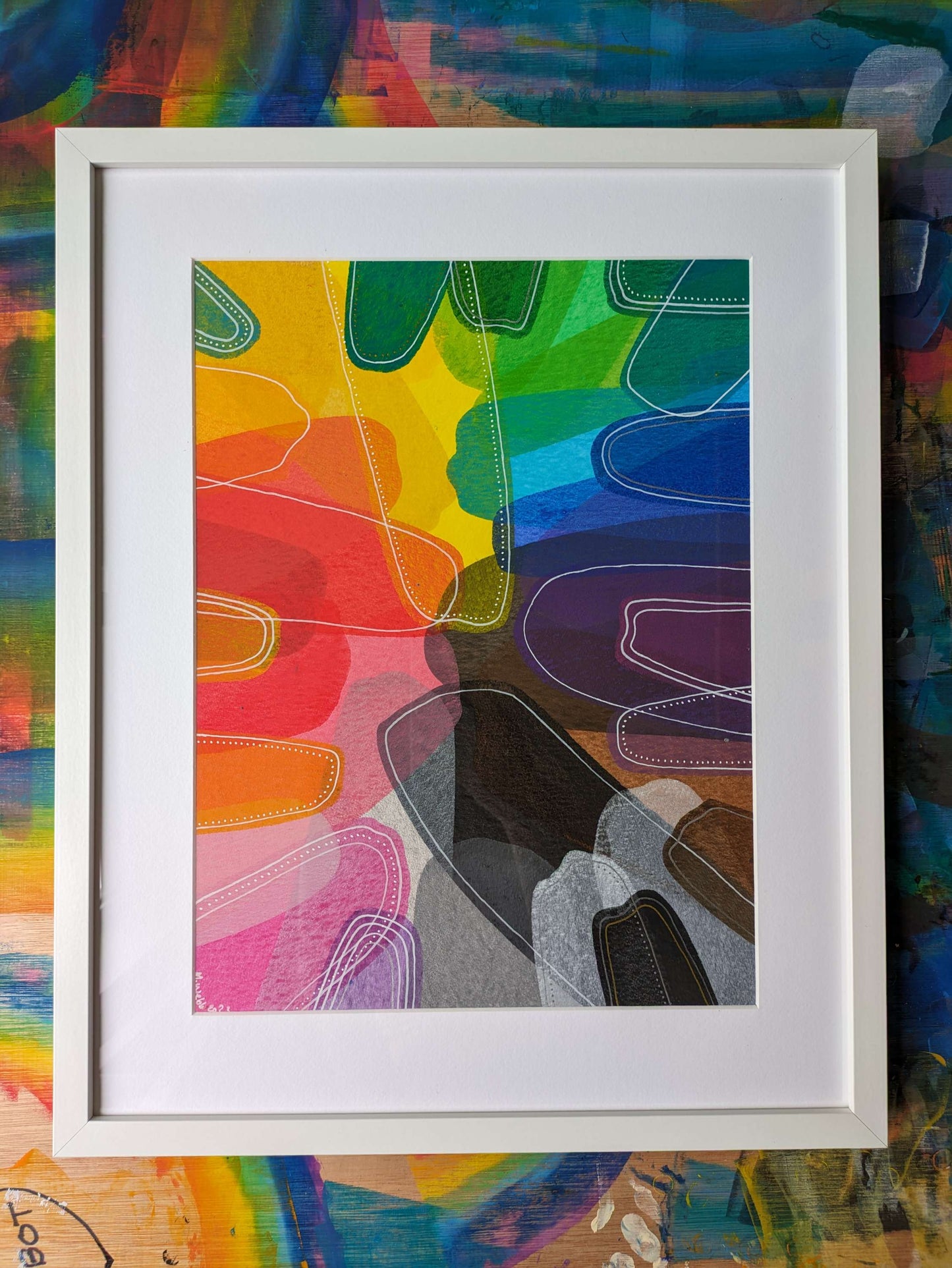 All the colours, everywhere :: original acrylic painting :: 30x40cm