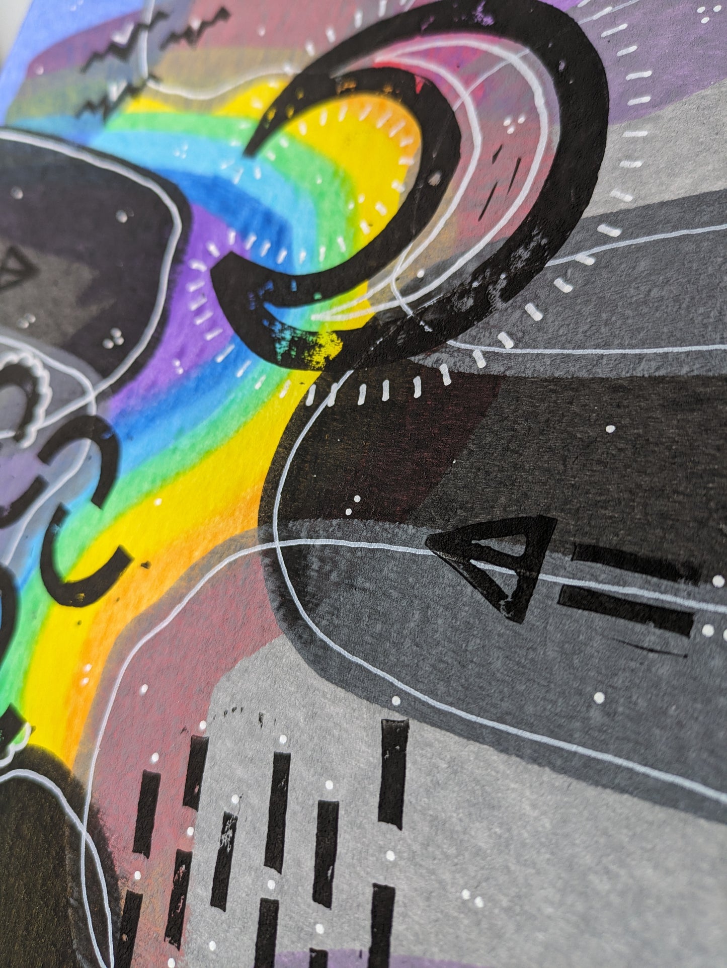 Moonlight Rainbow :: original acrylic painting :: A4