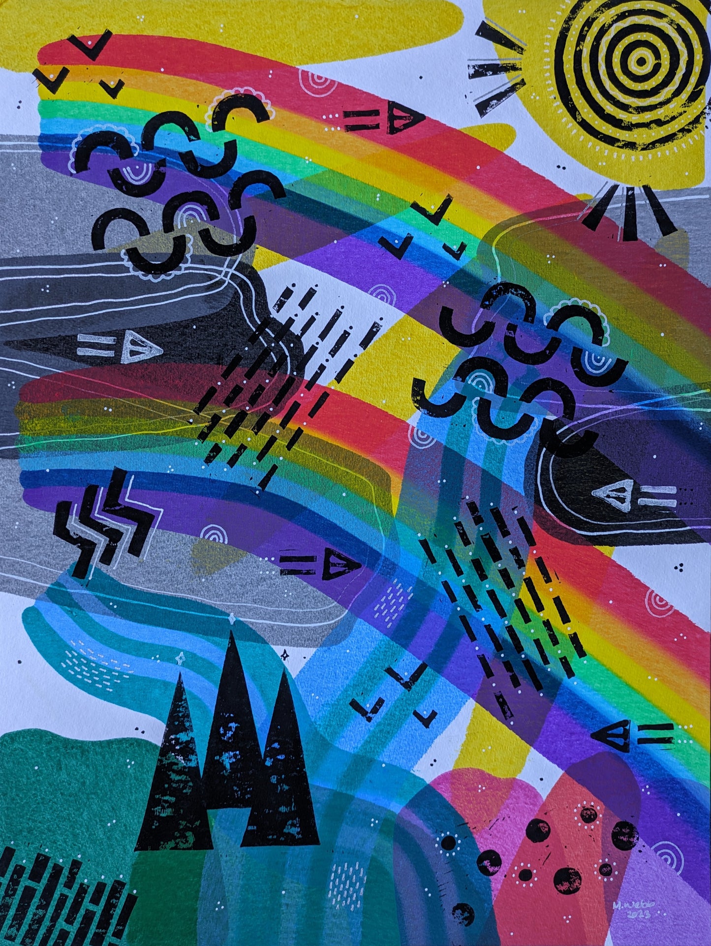 Double over the Cath :: original acrylic painting :: 30x40cm