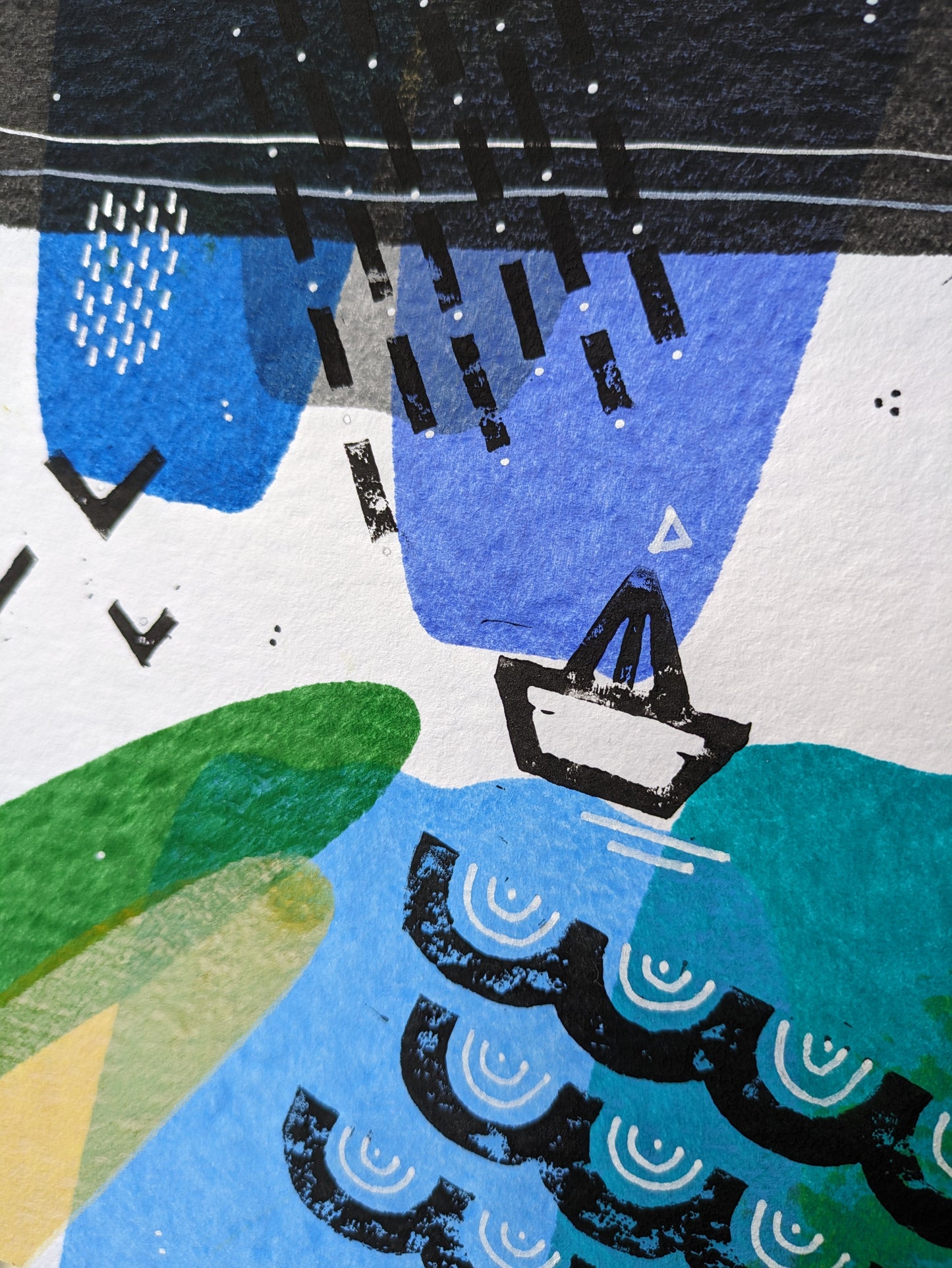Little Paper Boats :: original acrylic painting :: 30x40cm