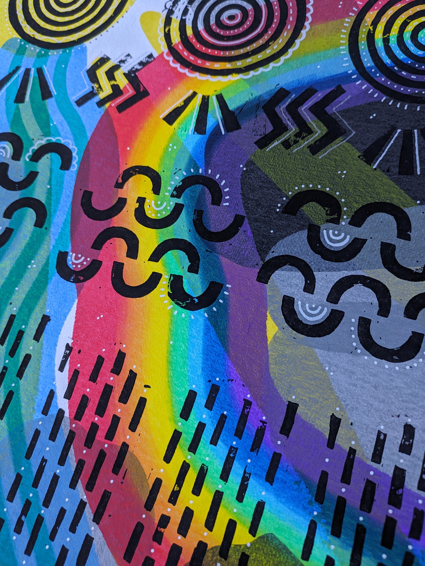 What makes a rainbow :: original acrylic painting :: 30x40cm
