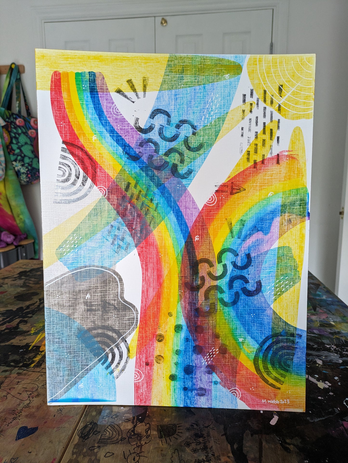 Rainbowscrapes one :: original acrylic painting :: 30x40cm