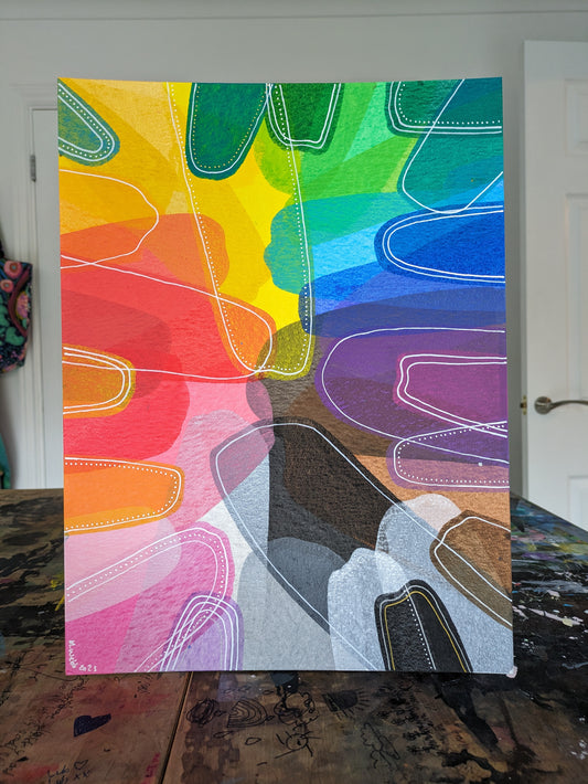 All the colours, everywhere :: original acrylic painting :: 30x40cm
