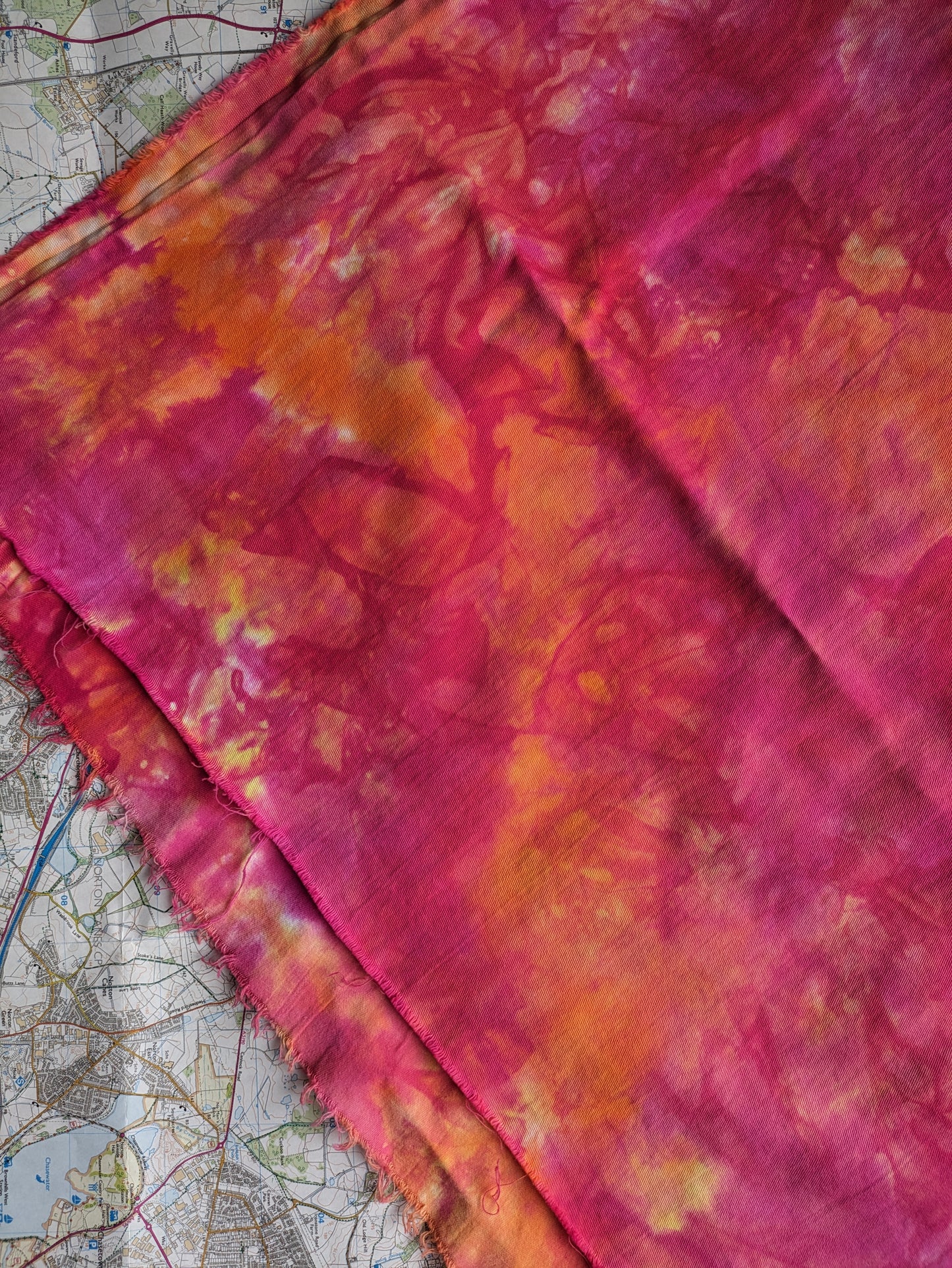 Hand dyed cotton fabric 100x70cm