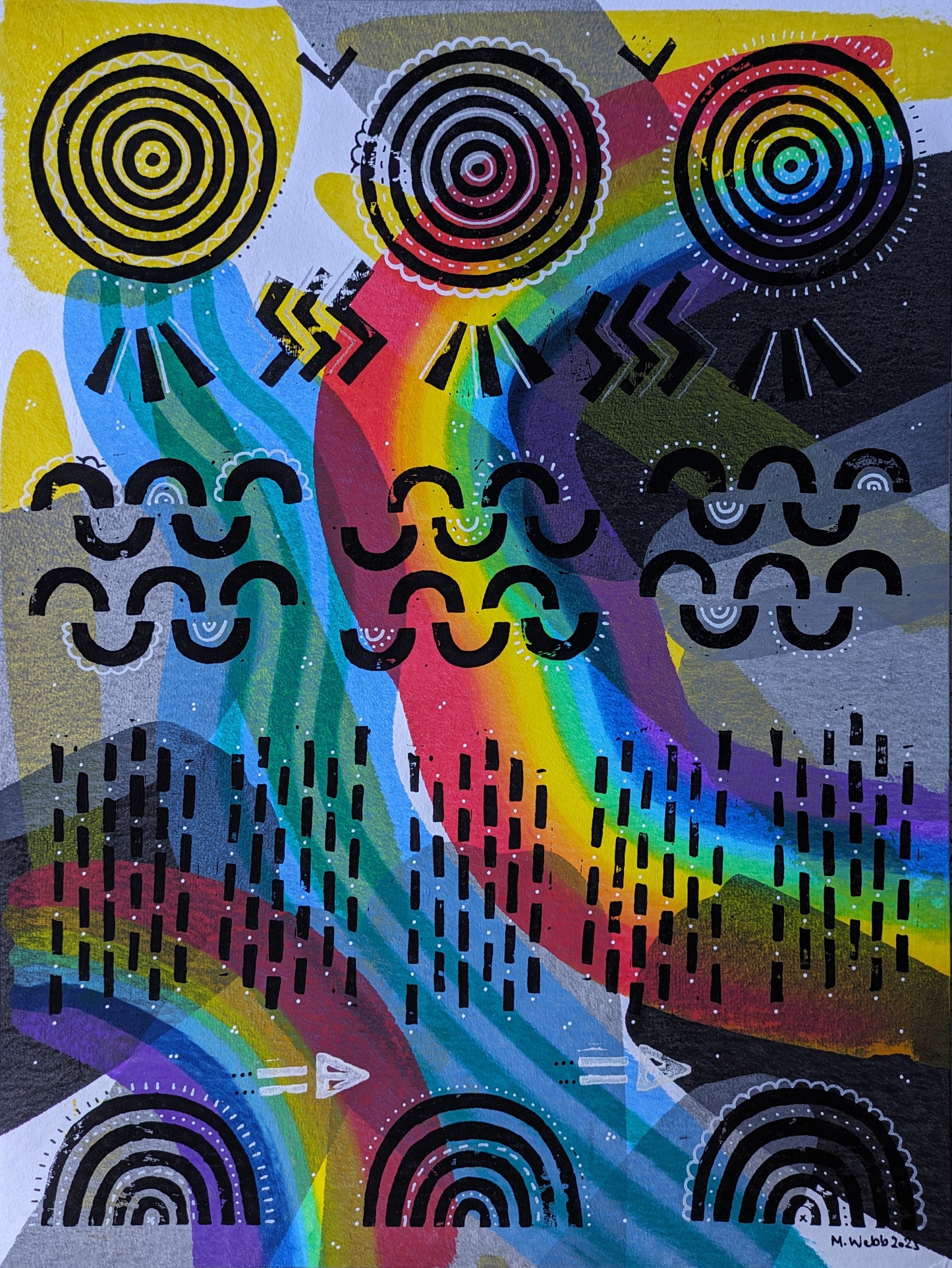 What makes a rainbow :: original acrylic painting :: 30x40cm